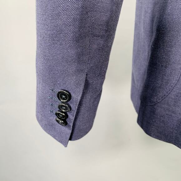 E. FORMICOLA Size 38 Blue Linen Cotton Single Breasted Jacket - Picture 4 of 6